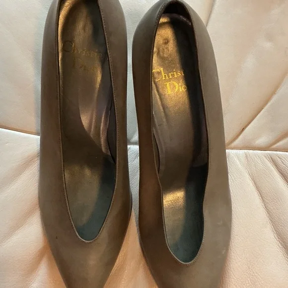 Christian Dior Women's Elegant Tan Taupe Leather Heels